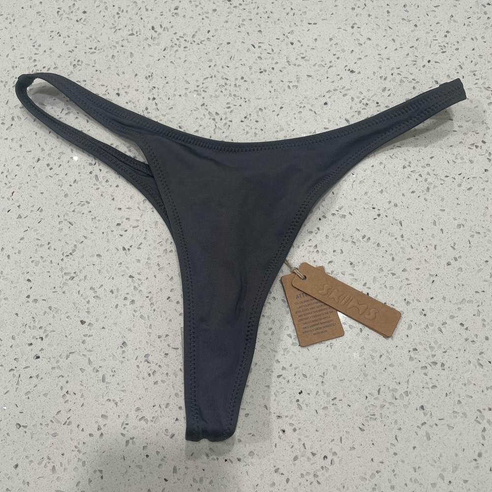 XS Swim Singature SKIMS thong Bikini Bottom in Gumetal - NWT